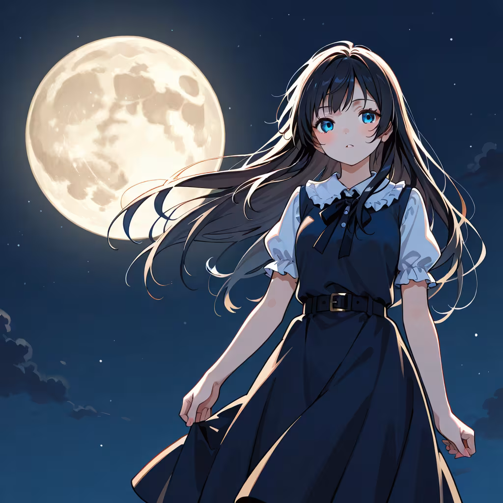 1girl full moon
