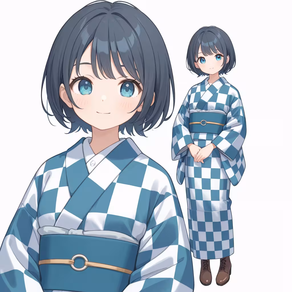 市松模様の着物（checkered kimono）