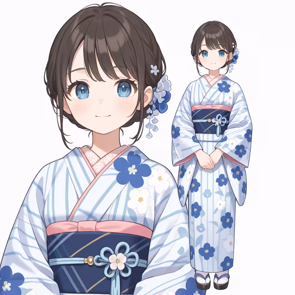 花柄の着物（floral print kimono）